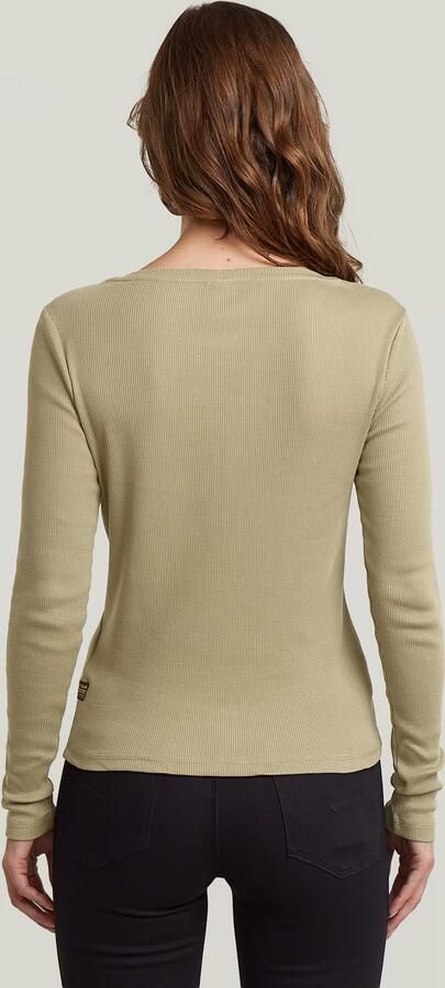 G-Star RAW Deep V Henley Slim T-Shirt Groen Dames - Foto 6