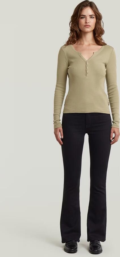 G-Star RAW Deep V Henley Slim T-Shirt Groen Dames - Foto 4