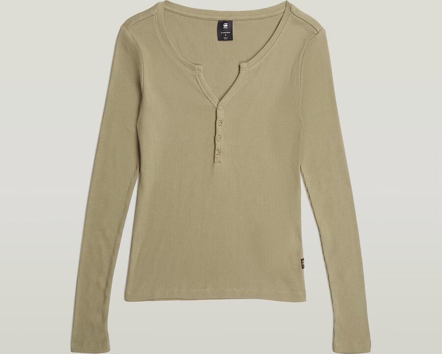 G-Star RAW Deep V Henley Slim T-Shirt Groen Dames - Foto 2