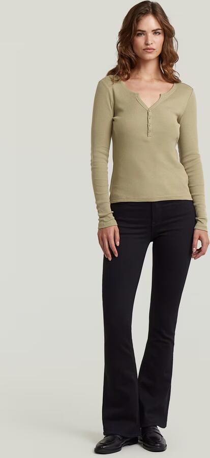 G-Star RAW Deep V Henley Slim T-Shirt Groen Dames - Foto 5