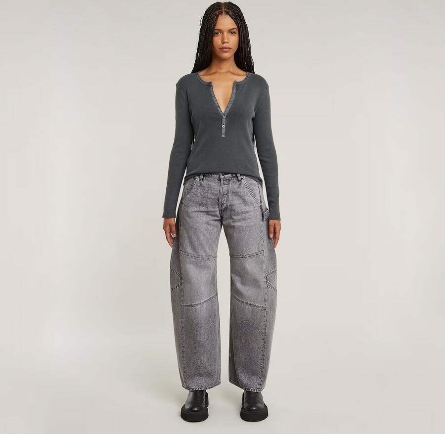 G-Star RAW Shirt met lange mouwen Deep v slim met knoopsluiting - Foto 4