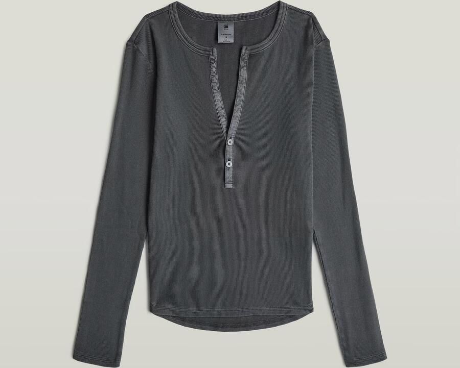 G-Star RAW Shirt met lange mouwen Deep v slim met knoopsluiting - Foto 5