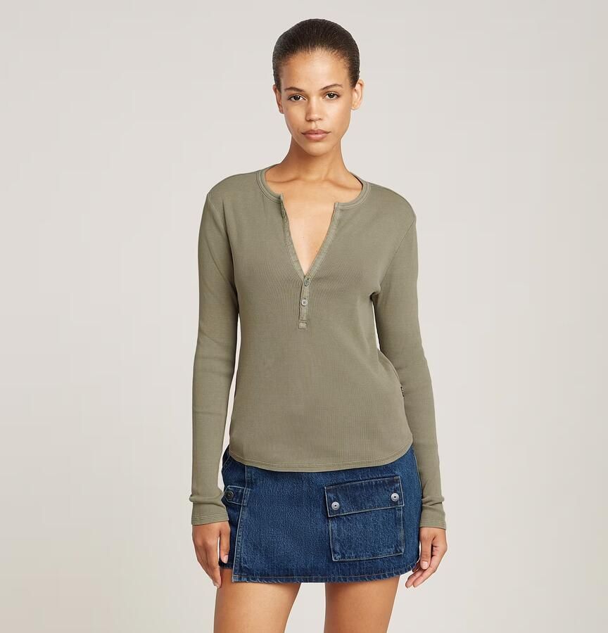 G-Star RAW Shirt met lange mouwen Deep v slim met knoopsluiting - Foto 4