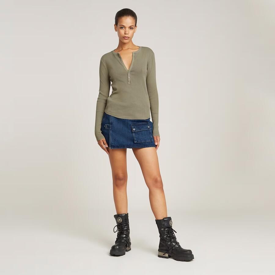 G-Star RAW Shirt met lange mouwen Deep v slim met knoopsluiting - Foto 5