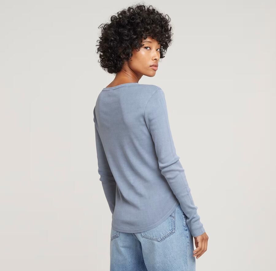 G-Star RAW Shirt met lange mouwen Deep v slim met knoopsluiting - Foto 5
