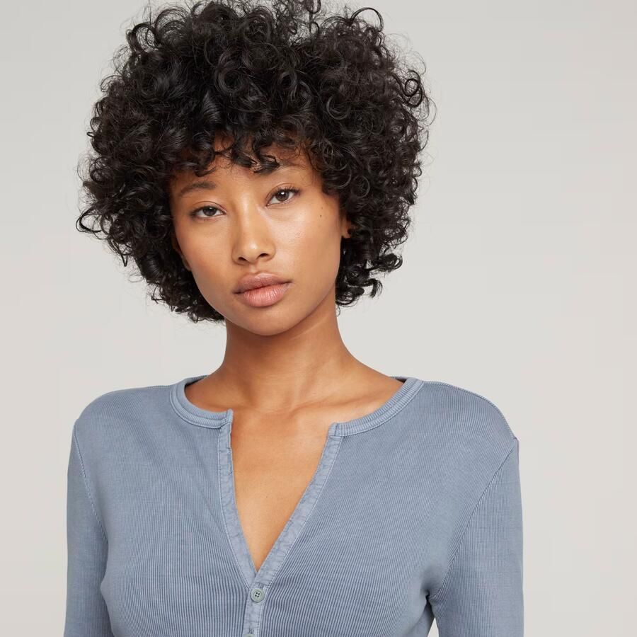 G-Star RAW Shirt met lange mouwen Deep v slim met knoopsluiting - Foto 3