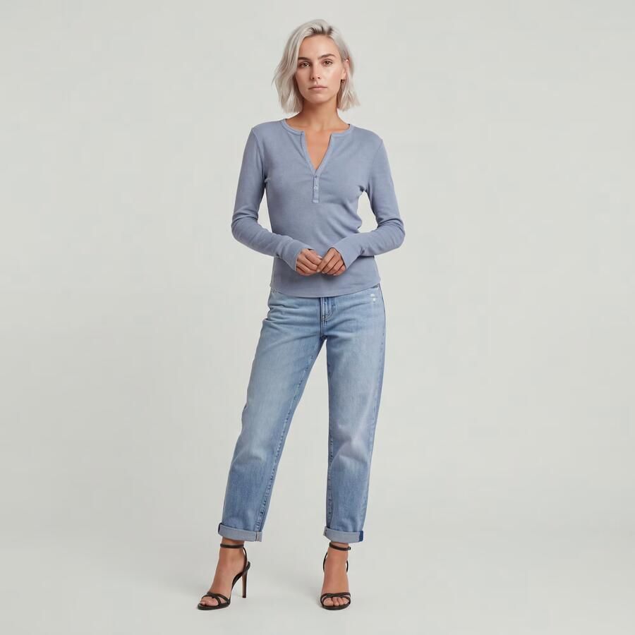 G-Star RAW Shirt met lange mouwen Deep v slim met knoopsluiting - Foto 5