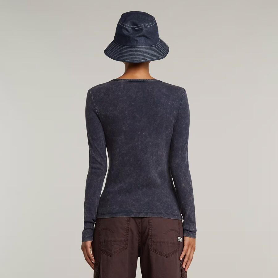 G-Star RAW Deep V Overdyed Henley Slim Top Donkerblauw Dames - Foto 3