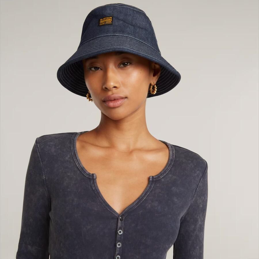 G-Star RAW Deep V Overdyed Henley Slim Top Donkerblauw Dames - Foto 5