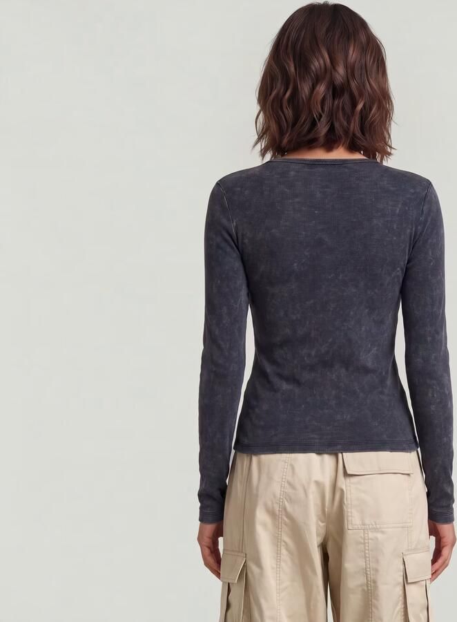 G-Star RAW Deep V Overdyed Henley Slim Top Donkerblauw Dames - Foto 6