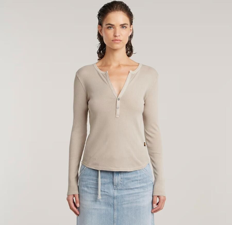 G-Star RAW Shirt met lange mouwen Deep v slim met knoopsluiting - Foto 7