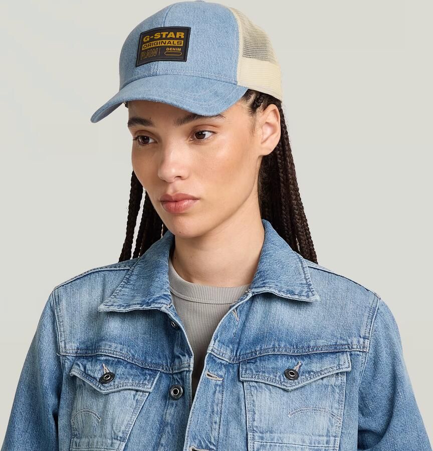 G-Star RAW Denim Embro Baseball Trucker Cap Midden blauw