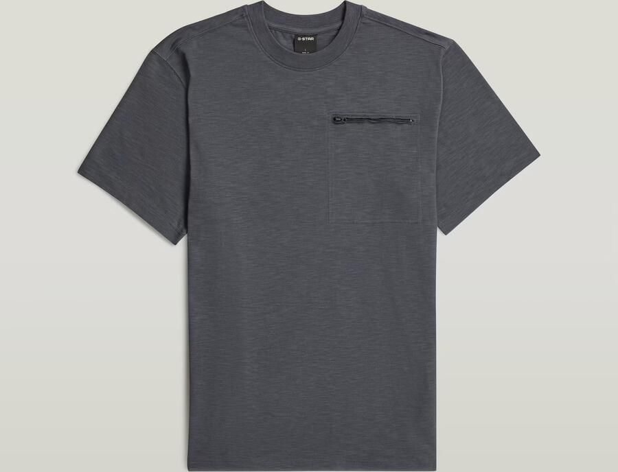 G-Star RAW Distressed Zip Pocket T-Shirt Grijs Heren
