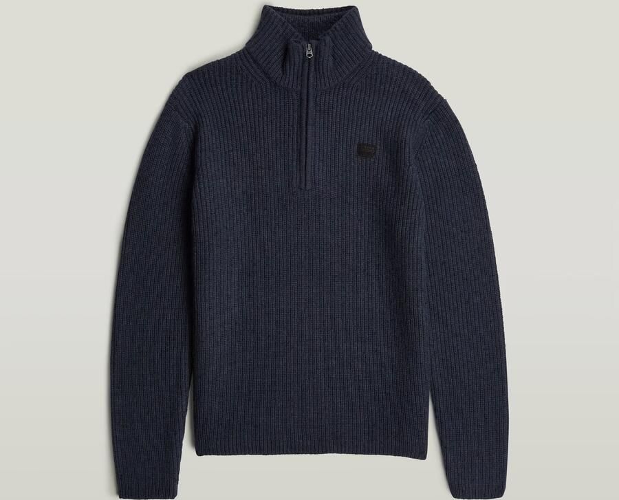 G-Star RAW Double Collar Half Zip Knit Donkerblauw Heren - Foto 3