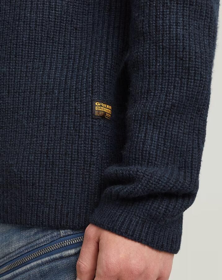 G-Star RAW Double Collar Half Zip Knit Donkerblauw Heren - Foto 4