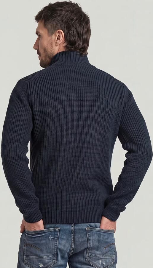 G-Star RAW Double Collar Half Zip Knit Donkerblauw Heren - Foto 4