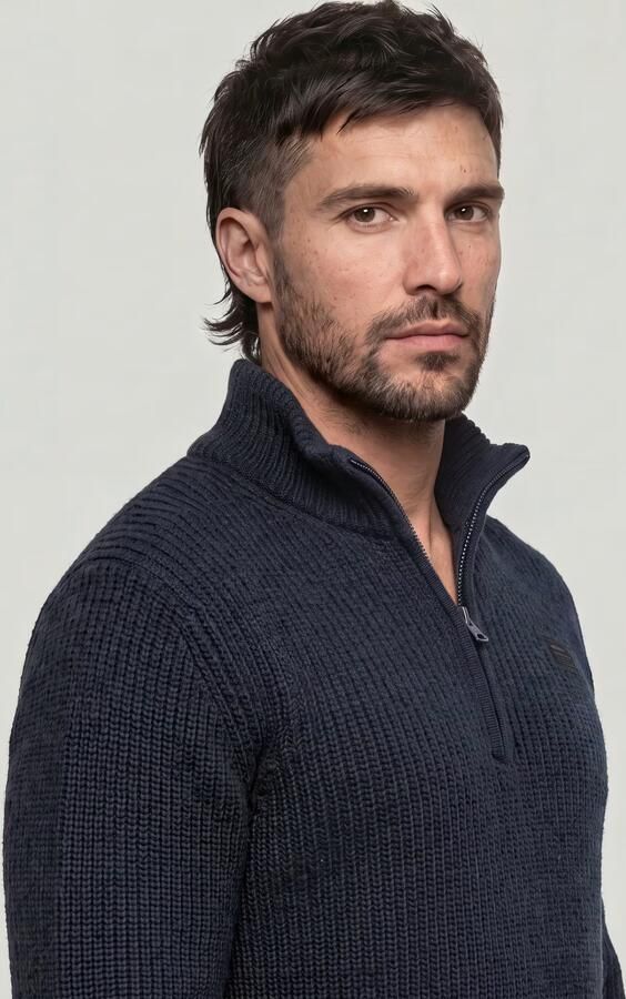 G-Star RAW Double Collar Half Zip Knit Donkerblauw Heren - Foto 3