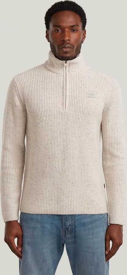 G-Star RAW Double Collar Half Zip Knit Wit Heren
