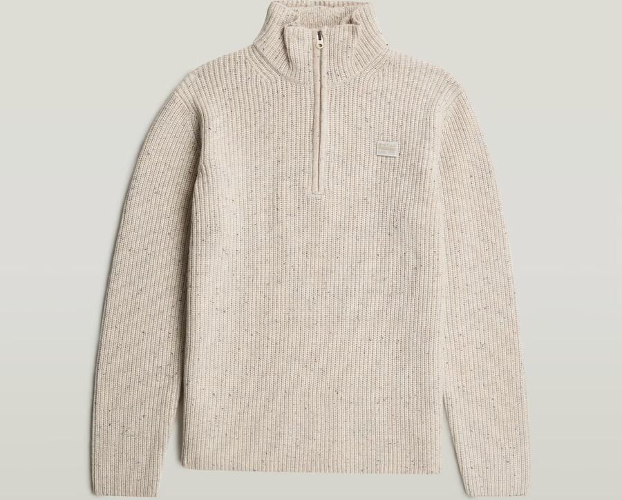 G-Star RAW Double Collar Half Zip Knit Wit Heren - Foto 4