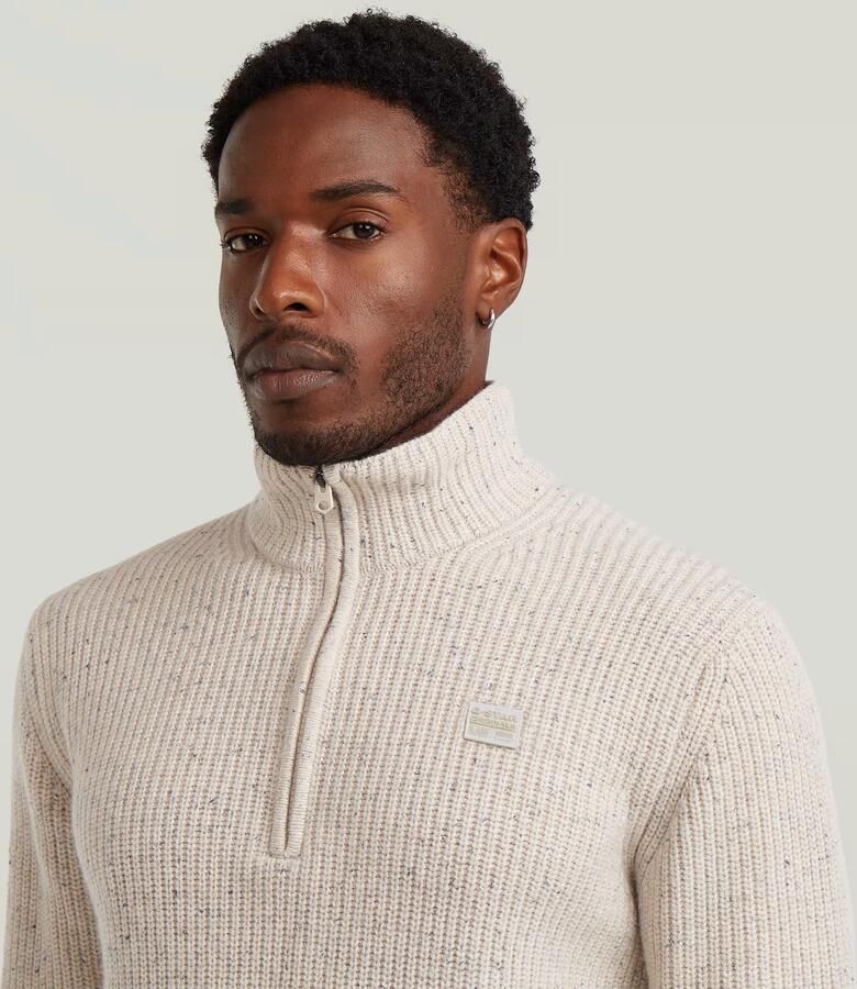 G-Star RAW Double Collar Half Zip Knit Wit Heren - Foto 3