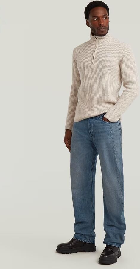 G-Star RAW Double Collar Half Zip Knit Wit Heren - Foto 5