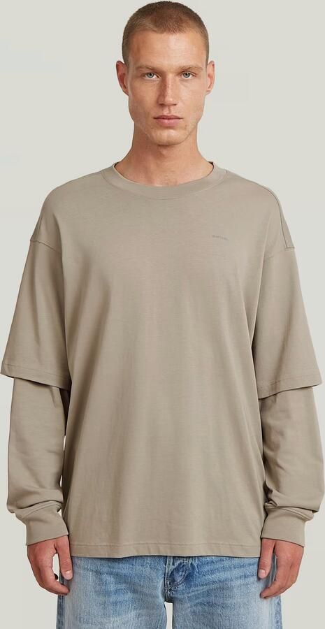 G-Star RAW Double Sleeve Loose T-Shirt Beige Heren