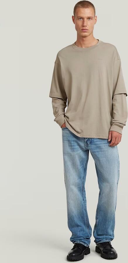 G-Star RAW Double Sleeve Loose T-Shirt Beige Heren - Foto 6