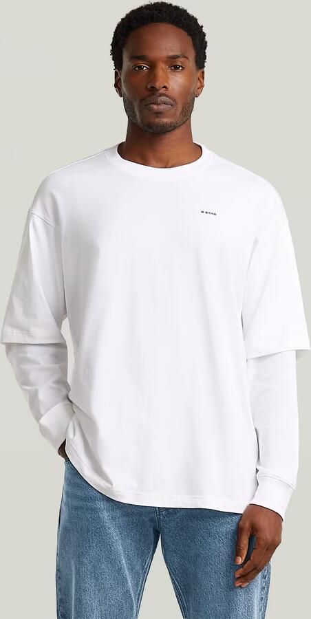 G-Star RAW Double Sleeve Loose T-Shirt Wit Heren