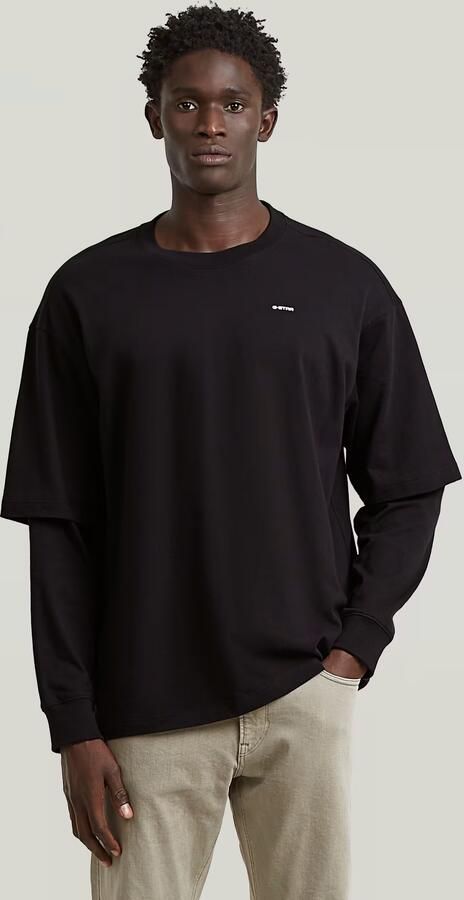 G-Star RAW Double Sleeve Loose T-Shirt Zwart Heren