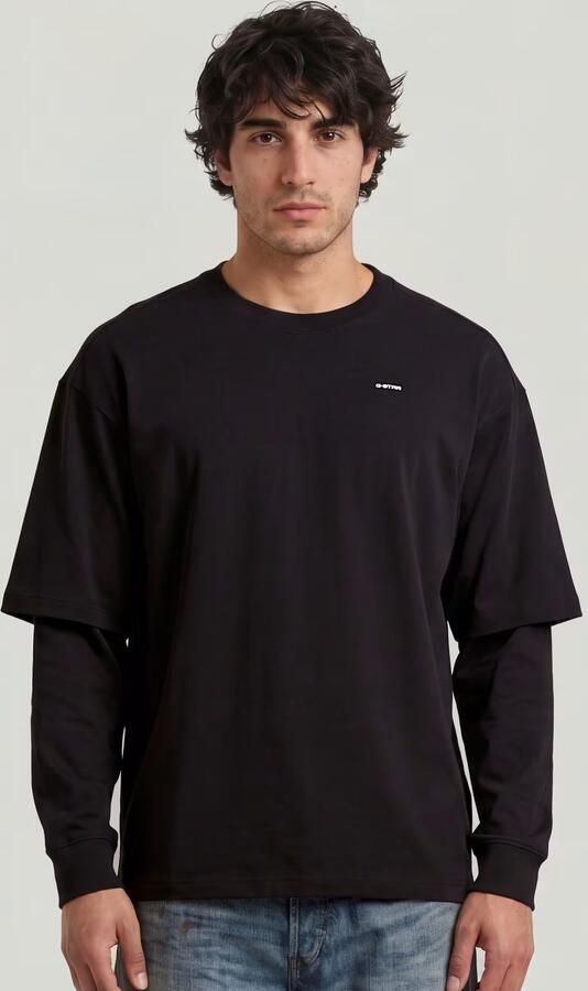 G-Star Raw T-shirt D28600-E385 DOUBLE SLEEVE LOOSE R T-6484 BLACK - Foto 6