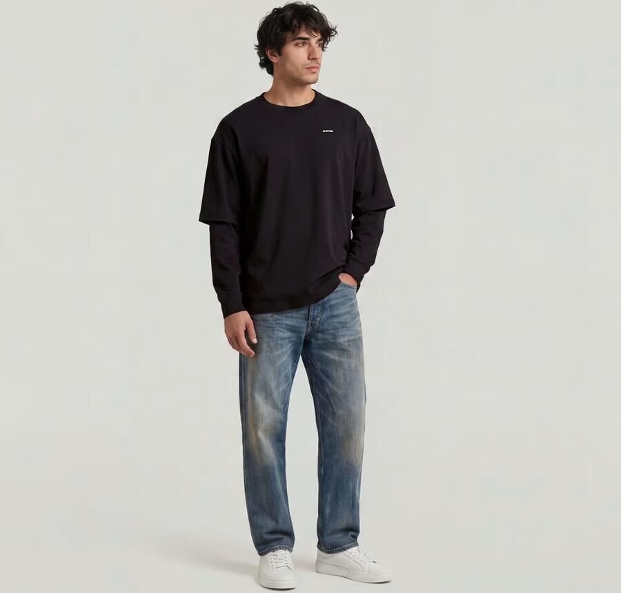 G-Star Raw T-shirt D28600-E385 DOUBLE SLEEVE LOOSE R T-6484 BLACK - Foto 3