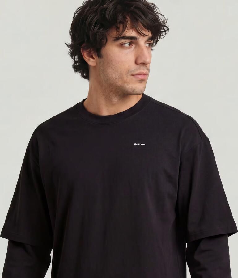 G-Star Raw T-shirt D28600-E385 DOUBLE SLEEVE LOOSE R T-6484 BLACK - Foto 4