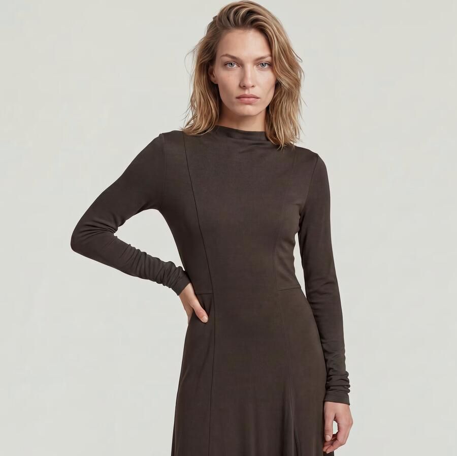 G-Star RAW Drape Jersey Jurk Bruin Dames - Foto 3