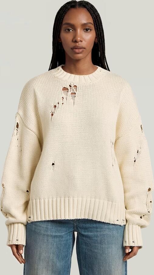 G-Star RAW Drop Needle Loose Gebreide Trui Wit Dames - Foto 5