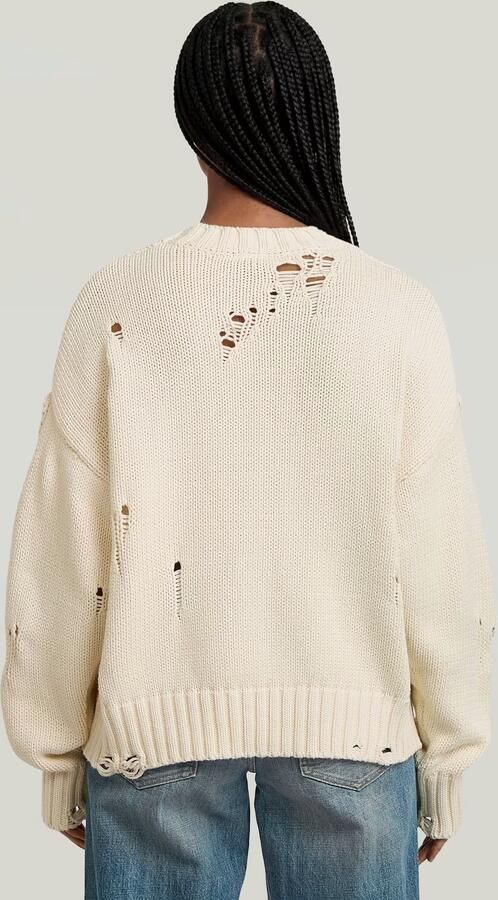 G-Star RAW Drop Needle Loose Gebreide Trui Wit Dames - Foto 6