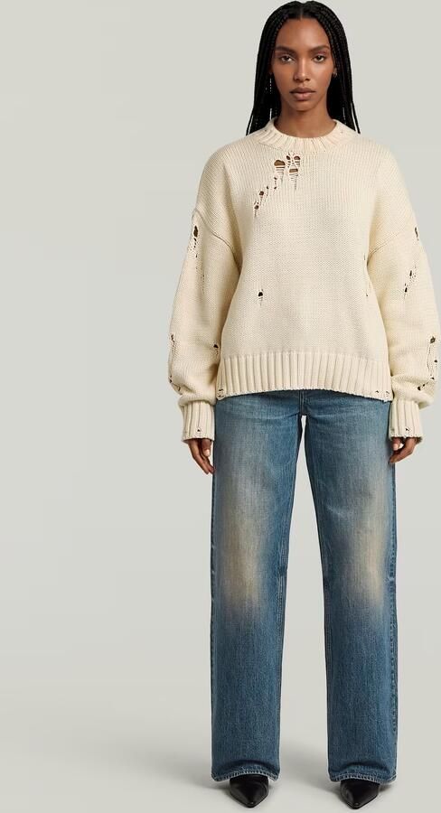 G-Star RAW Drop Needle Loose Gebreide Trui Wit Dames - Foto 7