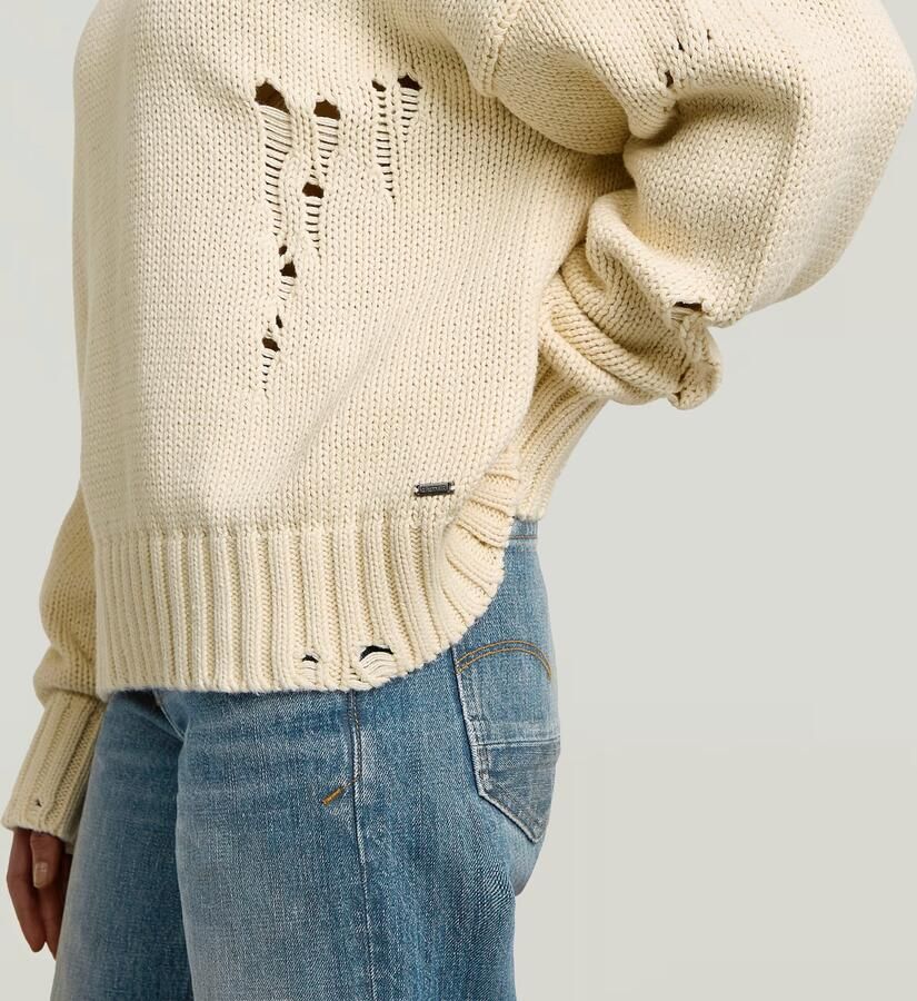 G-Star RAW Drop Needle Loose Gebreide Trui Wit Dames - Foto 2