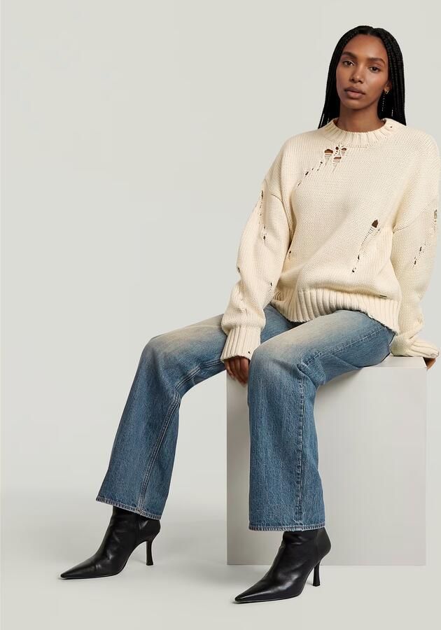G-Star RAW Drop Needle Loose Gebreide Trui Wit Dames - Foto 4