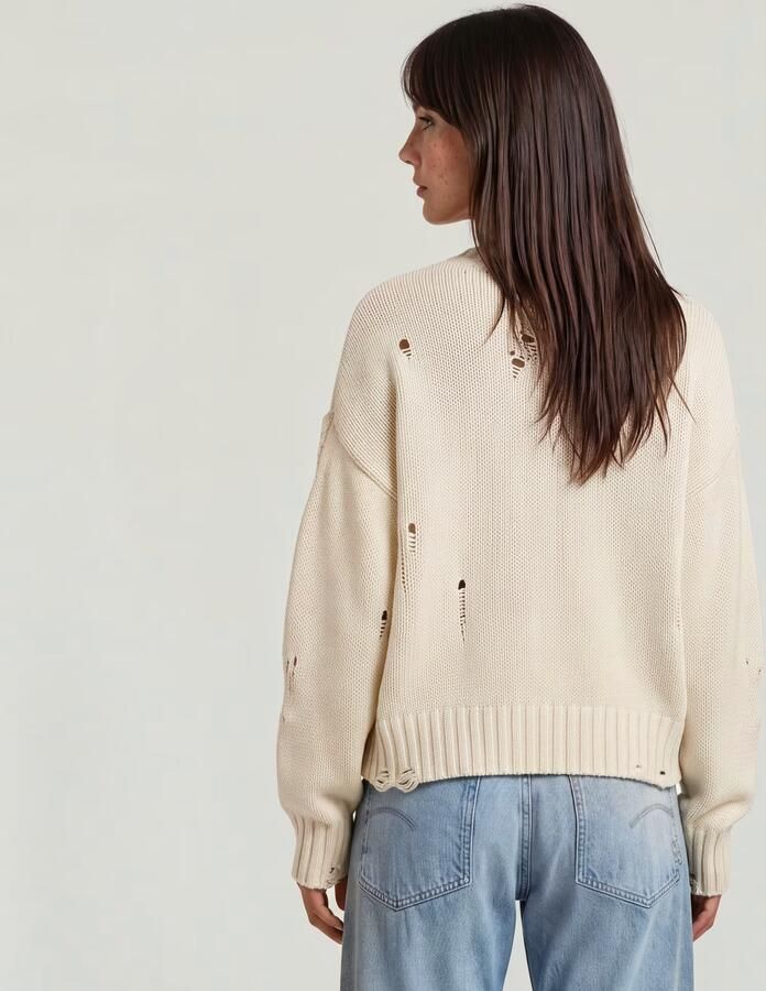 G-Star RAW Drop Needle Loose Gebreide Trui Wit Dames - Foto 3