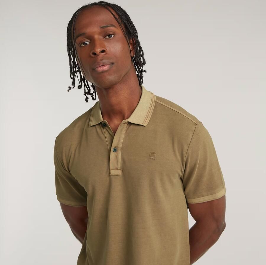 G-STAR RAW Heren Polo's & T-shirts Dunda Overdyed Slim Polo S\s Beige - Foto 8