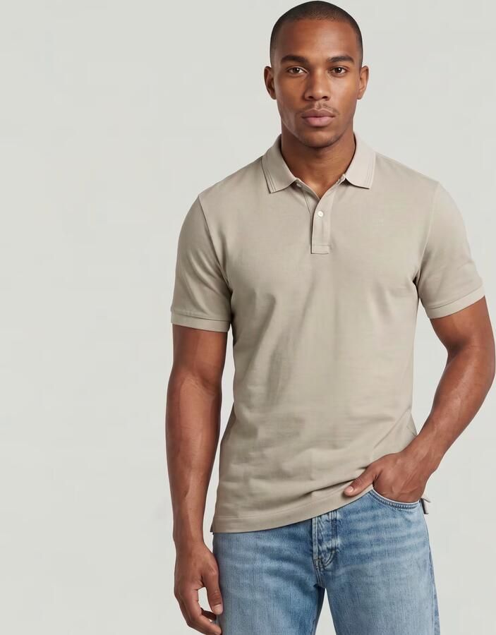 G-Star RAW Dunda Overdyed Slim Polo Beige Heren - Foto 5
