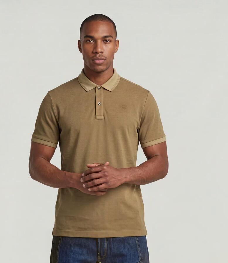 G-STAR RAW Heren Polo's & T-shirts Dunda Overdyed Slim Polo S\s Beige - Foto 11