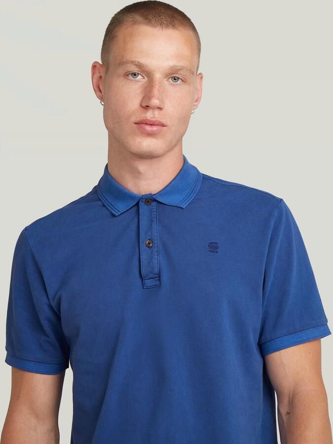 G-Star RAW Dunda Overdyed Slim Polo Midden blauw Heren - Foto 3
