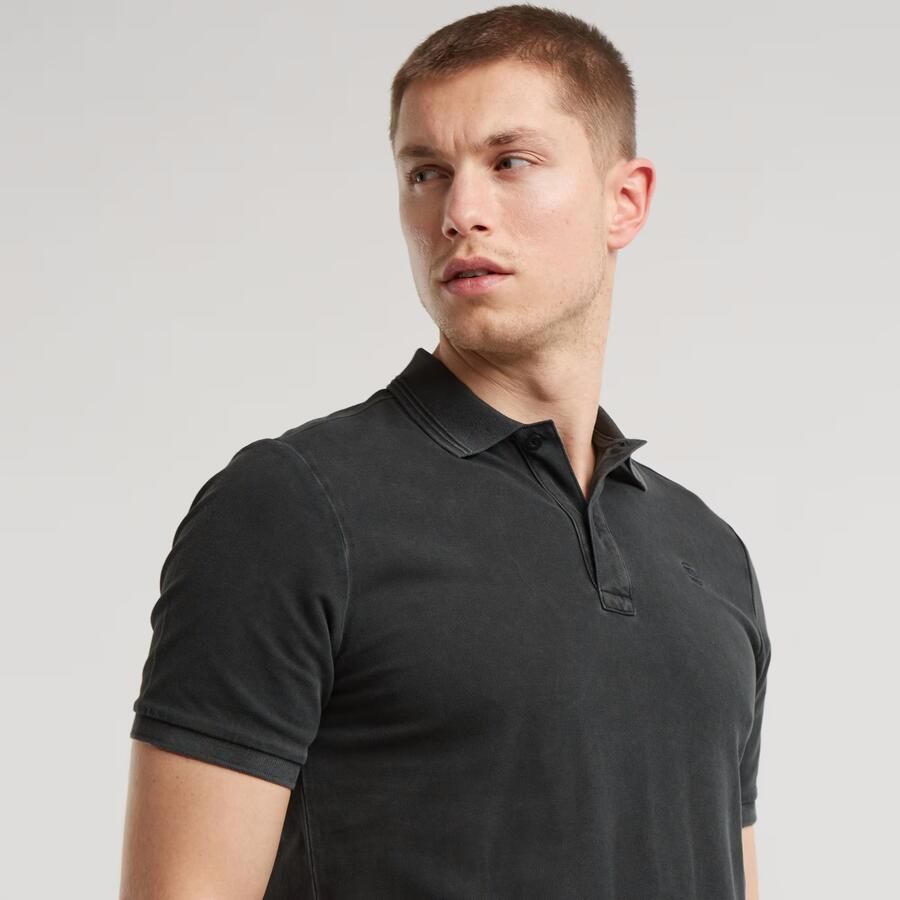 G-STAR RAW Heren Polo's & T-shirts Dunda Overdyed Slim Polo S\s Zwart - Foto 6