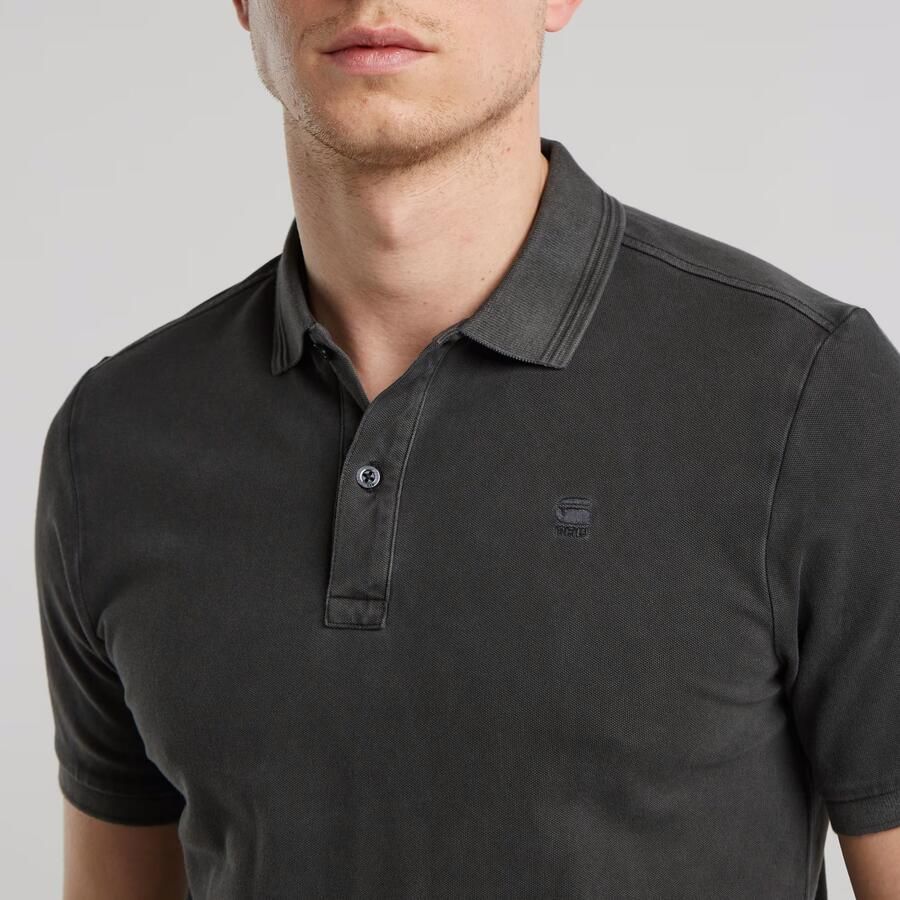 G-STAR RAW Heren Polo's & T-shirts Dunda Overdyed Slim Polo S\s Zwart - Foto 7