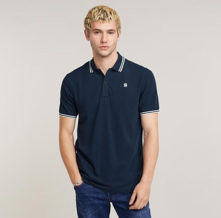 G-Star G Star RAW slim fit polo met biologisch katoen sartho blue milk - Foto 6