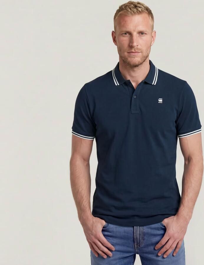 G-Star G Star RAW slim fit polo met biologisch katoen sartho blue milk - Foto 14