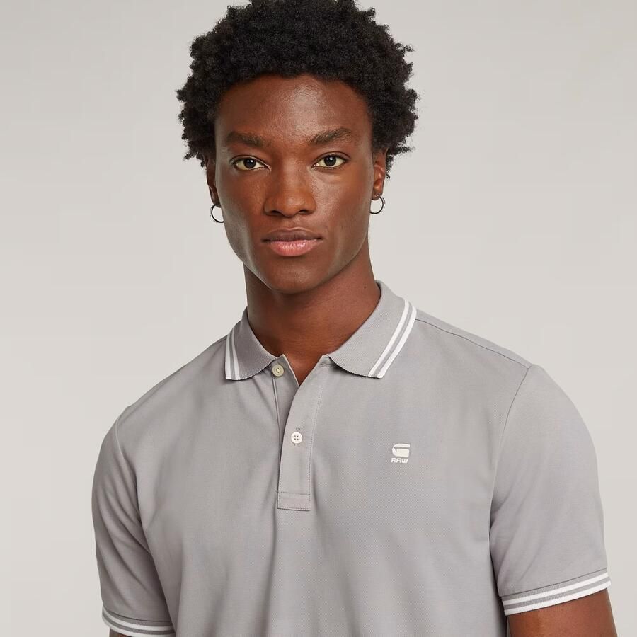 G-STAR RAW Heren Polo's & T-shirts Dunda Slim Stripe Polo S s Lichtgrijs - Foto 2