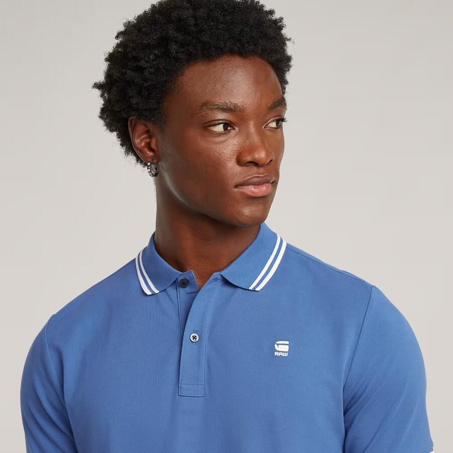 G-Star RAW Dunda Slim Stripe Polo Midden blauw Heren - Foto 4