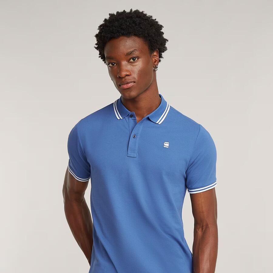 G-Star RAW Dunda Slim Stripe Polo Midden blauw Heren - Foto 5